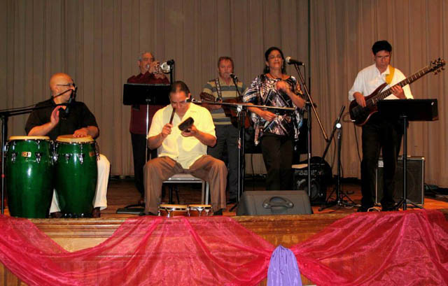 Edwin Pabon Cuban Salsa Band playing at the Oakes Ames Hall Music Series